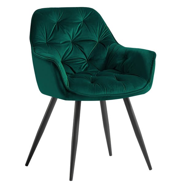 Dining Chairs with Velvet Thick Padded Upholstered Kitchen Tub Chair Armchair with Backrest Metal Legs Living Room Reception Leisure Chairs for Bedroom Lounge Office
