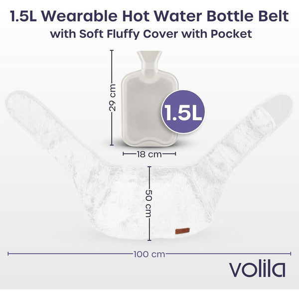 Wearable Hot Water Bottle Belt 1.5L – Wrap Around Hot Water Bottle for Period Pain Relief, Back Pain & Cramps – Adjustable & Washable