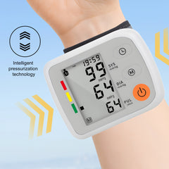 JIACOM Digital Blood Pressure Monitor with Pulse Rate Detection - Adjustable Wristband, Soft LCD Display, Battery Powered, Easy-to-Use for Adults & Teens, Voice Broadcast Function, Blood Pressure Wristband | Sleek White Design | Soft Fabric, Blood Pressur