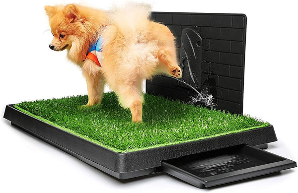 Hompet Dog Toilet Indoor Puppy Training Pad, Dog Potty Pet Training Grass Mat, Removable Waste Tray for Easier Clean Up, Non-Toxic Artificial Turf, (76×51 Cm)