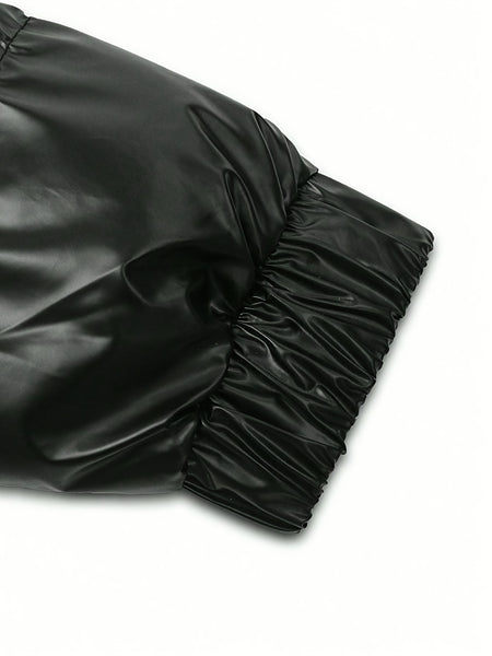 [Pearson OBM] Men'S Shiny Stamp Detachable Hood Long Sleeve Warm Coat Jacket