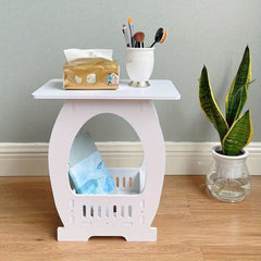 Compact Two-Level White Nightstand with a Shelf, Suitable for Bedroom Or As a Coffee End Table
