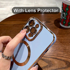For Magsafe Luxury Magnetic Cases For iPhone 11 12 13 14 15 Pro Max 15 Plus Wireless Charge Case Plating Cover Phone Accessories