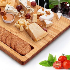 1 set (1 cheese board + 4 cheese utensils) set, cheese tray wooden cutting board cheese cutting board bamboo wooden tray kitchen supplies kitchenware Christmas kitchen accessories.