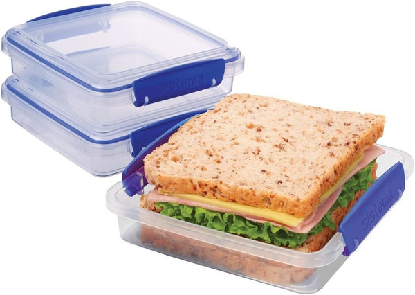 Sistema KLIP IT Food Storage Container | 7 L | Stackable & Airtight Fridge/Freezer Food Box with Lid | Bpa-Free Plastic | Blue Clips | 1 Count