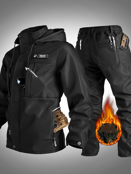 Men's -Lined Set: Jacket Outerwear, Casual, Warm, Windproof, Autumn/Winter Jacket, Composite Jacket Set for Tactical Outdoor Hiking