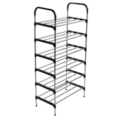 6 Tier Metal Shoe Rack Shoe Storage Organiser, Free Standing Durable Narrow Shoe Rack, Vertical Slim Shoe Tower, Multi Functional Heavy Duty Storage Unit Shoe Stand, Entryway Shoe Holder Space Saving Shoe Shelf Shoe Organizer for Closet Living Room Bedroo
