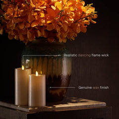 LENCARTA LED Flameless Candle Classic Ivory 6 Inch Wax Shell | Battery Powered Music Rhythm Sensing Flicker-Effect Pillar with Remote Control for Home Decor