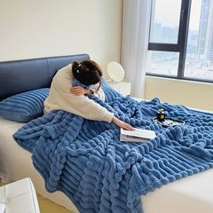 Luxurious Faux Rabbit Fur Throw Blanket - Ultra-Soft & Warm All-Season Luxury Blanket, Double-Sided Plush Fur for Couch, Bed, Travel, Office - Machine Washable, Elegant Home Decor Gift for Valentine'S Day, Housewarming, Birthday