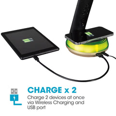 Ottlite Wireless Charging Black LED Table Lamp
