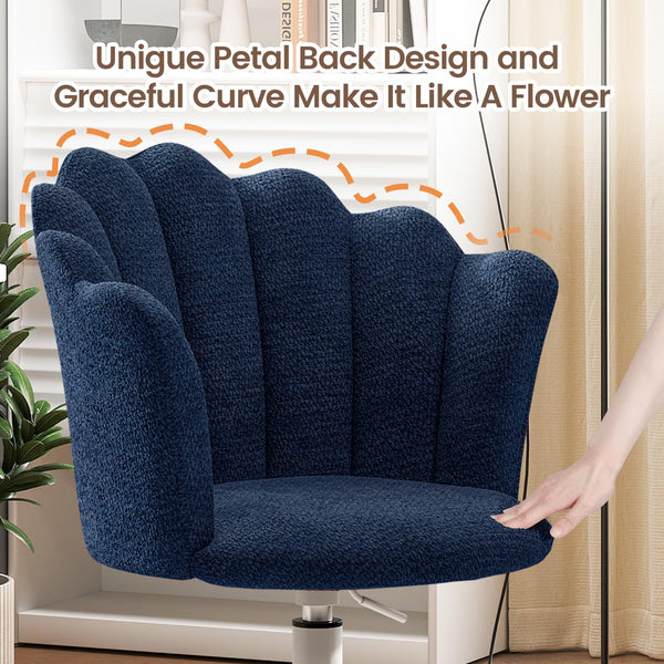 Shell-shaped Office Chair,Adjustable Chenille Swivel Chair,Soft and Flexible, Suitable for Bedrooms, Offices and Studies.