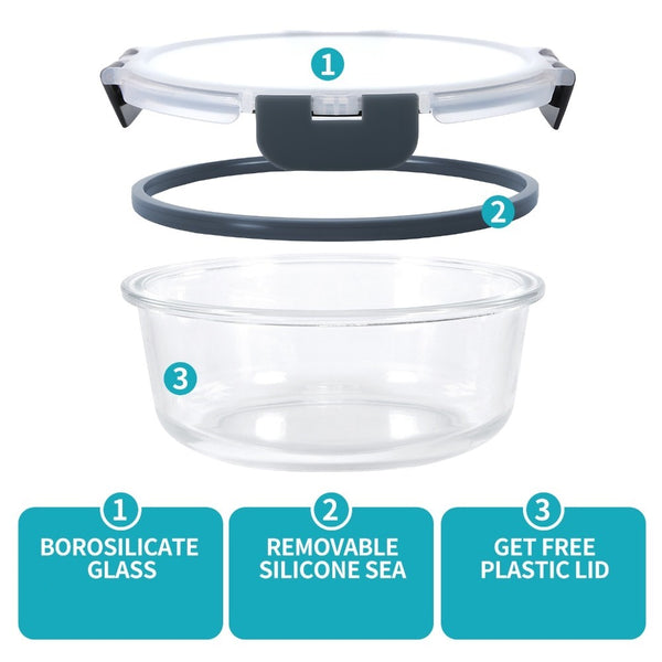 Food container, 10 pack glass container, sealed box, 2 sizes, reusable