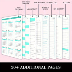 2026 Diary, A5 Diary Planner Daily and Monthly, Diary Page a Day Form January 2026 to December 2026, with Monthly Tabs | 4 Planning Stickers | Inner Pocket, 21.5 X 14.5cm