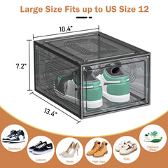 6/9/10-pack Transparent thickened shoe box with magnetic door, closet shoe box, sneaker storage box, dustproof and waterproof, stackable shoe box, upgraded sturdy shoe box, multifunctional sneaker storage box