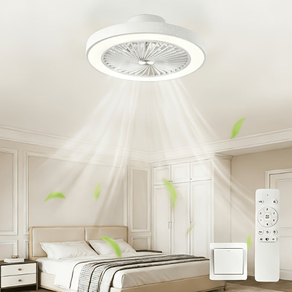 LED Ceiling Fan with Light And Remote, Ceiling Lamp with Fan, Low Profile, 6 Speeds, 3 Colors, 2 Control Modes, Fan Lamp, for Bedroom, Living Room, Dining Room, Kitchen, Office