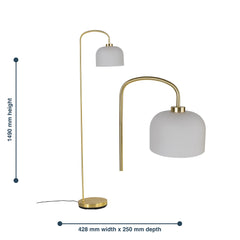Victoria - Satin Brass Floor Lamp with Frosted Glass Shade
