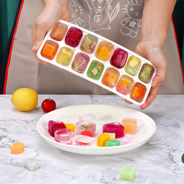 Vinsani 4 Pack Ice Cube Trays with Clear Removable Lid Easy-Release Silicone Flexible Ice Cube Moulds LFGB Certified and BPA Free Stackable Durable - Green