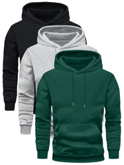3 Counts Hooded Sweatshirt Men'S Light Version New Fleece Men'S Casual Versatile Fashion Trendy Brand Pullover Hoodie Mixed 3pcs Set