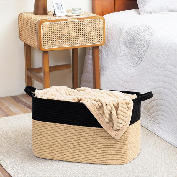 65L Large Storage Basket Blanket Baskets in Living Room, Nursery, Bedroom, Cotton Rope Baskets for Towels, Books, Toys, Dirty Clothes, Baby Storage Organiser, Grey, 65L