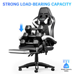 GartistGo Gaming Chair With footrest,Computer Chairs with Lumbar Cushion + Headrest, Height-Adjustable Office Chair for Adults, Girls, Boys