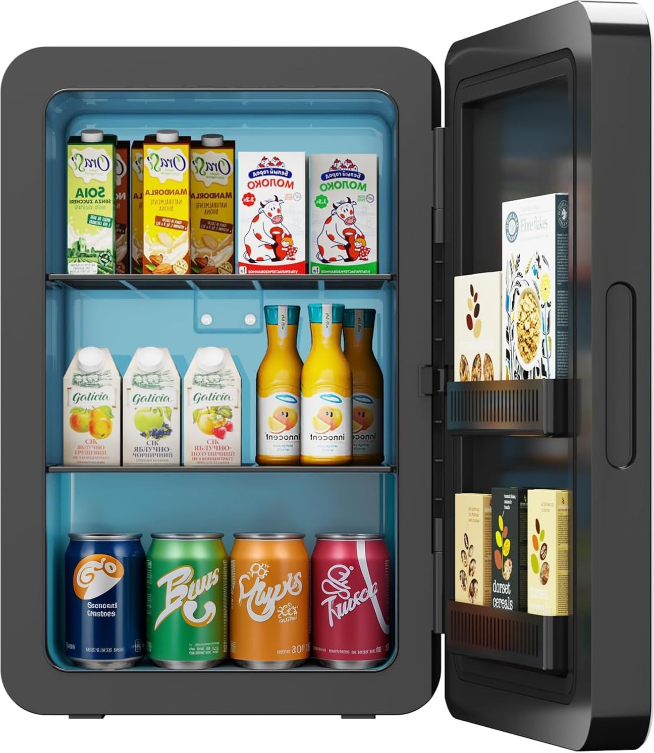 Mini Fridge 22L/ 30 Cans Cooler and Warmer Portable Mini Fridge for Bedrooms with Adjustable Shelves, AC+12V DC Small Fridges for Car, Office, Travel, Skincare, Cosmetics, Drinks (Black)