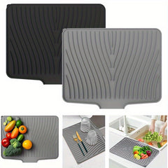 Silicone Kitchen Sink Drying Mat Rectangle Non Slip Worktop Saver Dish Drainer