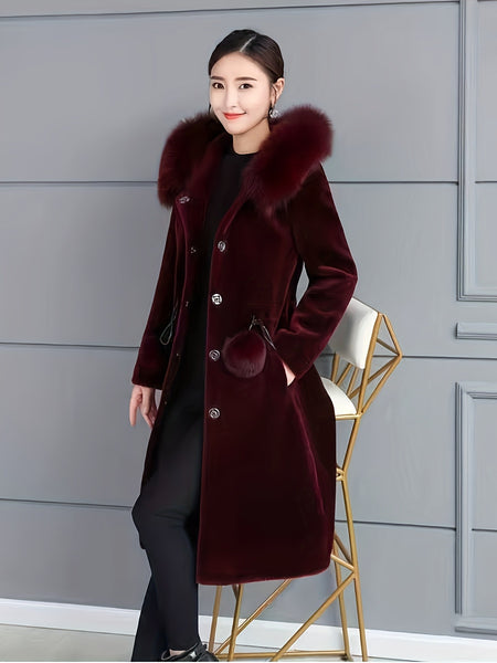 Women'S Elegant Winter Coat - Mid-Length Cold Weather Jacket with Belt, Button Front Closure, Chic Outerwear for Everyday & Formal Events - Warm Fall/Winter Clothing, Seasonal Fashion, Classic Silhouette, Durable Construction, Stylish Winterwear, Fashionc