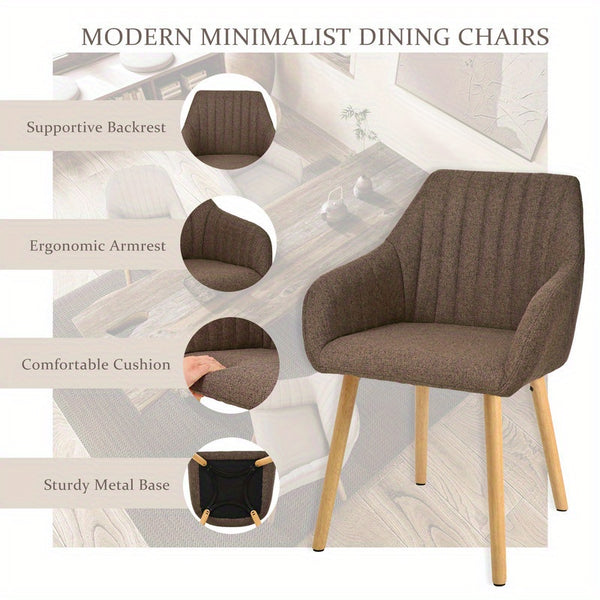 Modern Scandinavian Dining Chairs Suitable for - Ergonomic Armrests & Padded Seats with Cushioned Backrest, Soft /Upholstery & Sturdy Legs - - Modern Chairs, for, or for Company Events (Assembly Required)