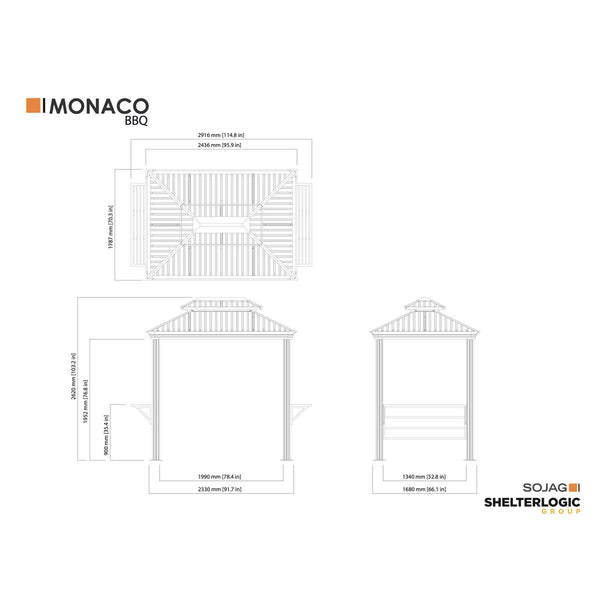Sojag Monaco 6Ft X 8Ft (1.8 X 2.4M) BBQ Grilling Pavilion