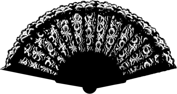 Black Lace Spanish Fan for Women, One Size, Foldable Lace Fan, Hand Held Fan for Wedding Party, Fancy Dress Costume Accessory