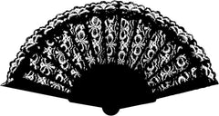 Black Lace Spanish Fan for Women, One Size, Foldable Lace Fan, Hand Held Fan for Wedding Party, Fancy Dress Costume Accessory