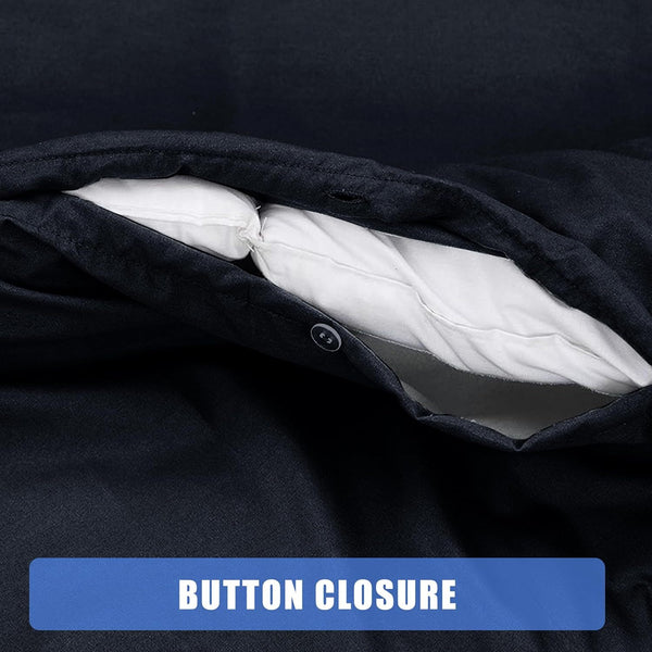 My Home Store Polycotton Bratta Duvet Cover Set - Our 3pc Soft stitch Embroidered button closure Quilt cover with matching Embroidered envelop closure Pillowcases | Breathable & Lightweight Duvet cover set