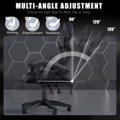 GartistGo Ergonomic Gaming Chair - Gamer Chairs with Lumbar Cushion + Headrest, Height-Adjustable Office & Computer Chair for Adults, Girls, Boys (Without footrest)