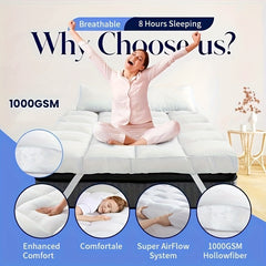 1pc Hotel Quality Mattress Topper 10cm/ 4 Inch Extra Thick Plush Support & Breathable, Fits All Mattress Sizes (Single Double King Super) - White