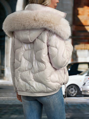 Women's Winter Jacket with Hood & Collar - Puffer Coat, Elegant Warm Outerwear for Cold Weather, Hand Washable Coats (No Belt/Hem Adjustments) - Casual to, Winter Coats For Women,