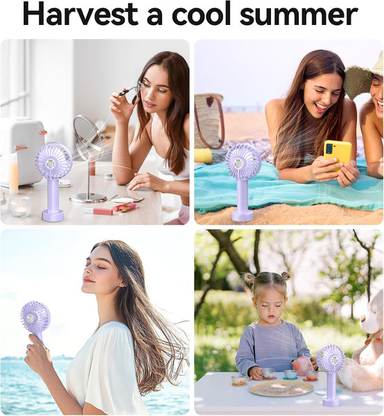 TECKNET Handheld Fan, Portable USB Hand Held Fan Rechargeable with LED Display, Mini Hand Fan 3 Speed Battery Operated Detachable Base Cooling Desk Fans Handheld for Home Office Bedroom Outdoor