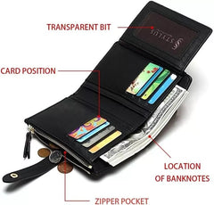 Womens Black Soft Leather Zip Clutch Coin Purse Wallet Ladies Credit Card Holder