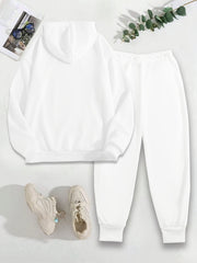 Women'S Clothing Featuring a Two-Piece Set with a Hoodie And Pants, Designed with Letter Prints