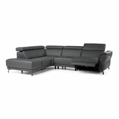 Nicoletti Charleston Blue Leather Power Reclining Corner Sofa with Chaise in 2 Configurations