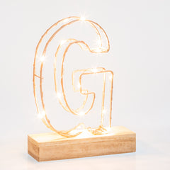 Light Up Letter | LED Alphabet Wire Frame Letter Lights | Rose Gold Copper Initials | Personalised Lighting | Battery Powered | For The Office Living Room Bedroom | Gift For Her