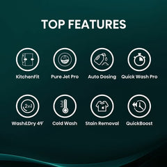 Hisense Kitchenfit 5I Series WD5I1045BWQ, 10.5Kg / 6Kg Washer Dryer, D Rated in White