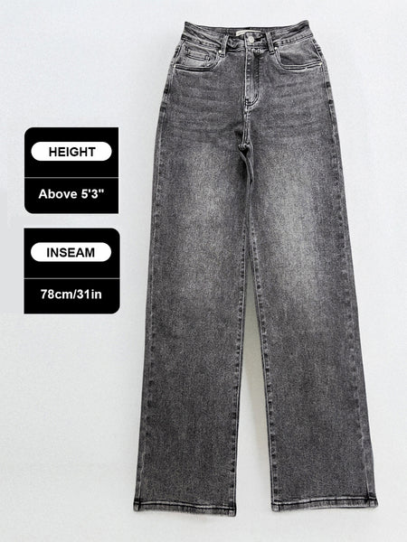 【Tall】KatchMe Women's Wide Leg Jeans - Mid Rise Relaxed Fit Denim Pants, Soft Stretch Comfortable Trousers for Fall & Winter, Streetwear Casual Bottoms