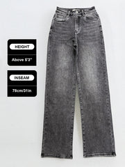 【Tall】KatchMe Women's Wide Leg Jeans - Mid Rise Relaxed Fit Denim Pants, Soft Stretch Comfortable Trousers for Fall & Winter, Streetwear Casual Bottoms