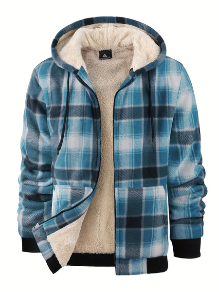 Jacket for Men Heavyweight Fleece Hoodies Thick Sherpa Lined Flannel Plaid Shirt Jacket