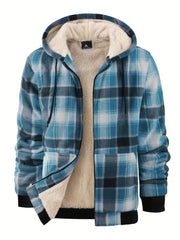 Jacket for Men Heavyweight Fleece Hoodies Thick Sherpa Lined Flannel Plaid Shirt Jacket