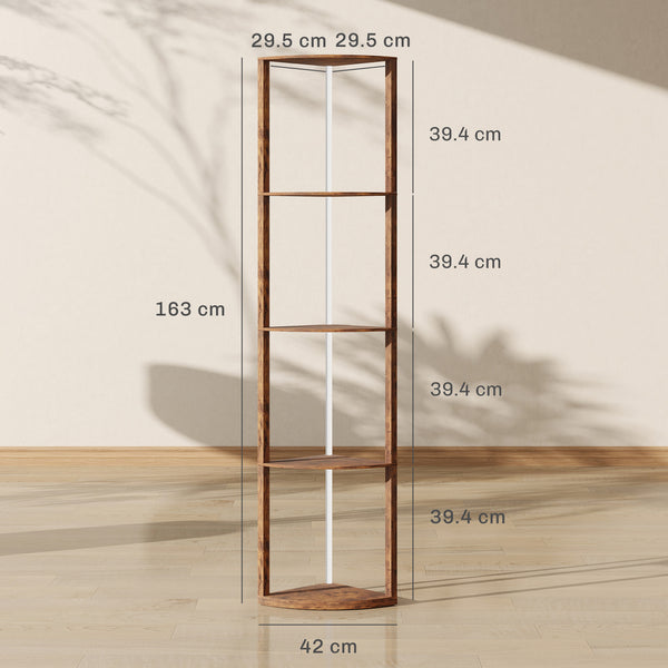 LED Floor Lamp with Shelves, 5-Tier Dimmable Standing Lamp with Adjustable Brightness and Foot Switch, Modern Corner Display Shelf Unit for Living Room Bedroom Office