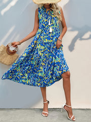 Spring/Summer Vacation Women'S Sleeveless Bohemian Style Fringed Tie-Up Printed Dress