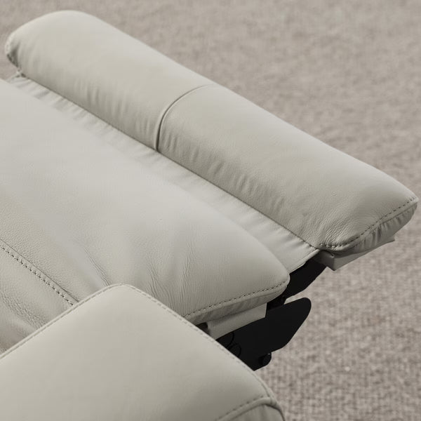 Simon Li Wren Light Grey Leather Power Reclining Armchair with Power Headrest
