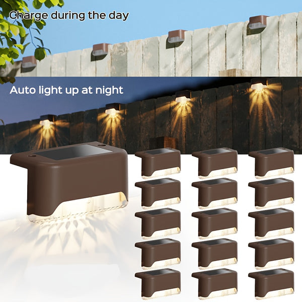 10pcs set of solar outdoor garden lights, home garden layout staircase deck lights, hallway wall lights, railing decorative lights, holiday decorative atmosphere lights, IP44