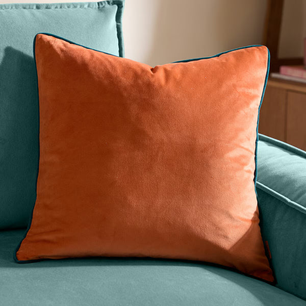 Furn Meridian Green Velvet Feather Fill Cushion, 55 X 55 Cm